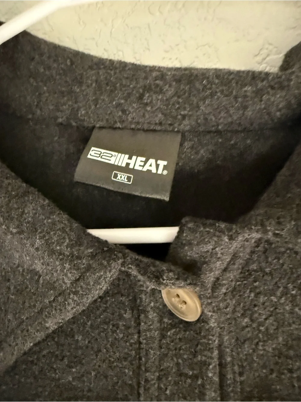 32 Degrees Heat Men's Dark Gray Fleece Button-Down Shirt Jacket XXL